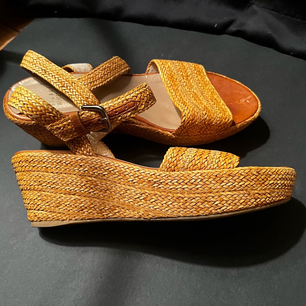 Stuart Weitzman Straw Wedge Sandal